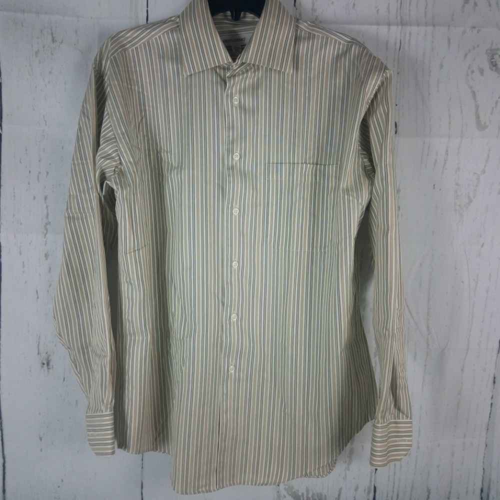 Pronto Uomo Beige Striped Long Sleeve Shirt M